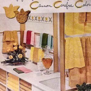 1955 ORIG Ad Cannon Carefree Color TOWELS COLORFUL